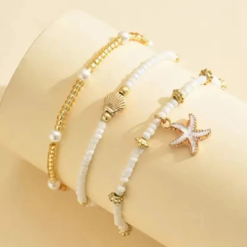 Nette Seestern Shell Reis Perle Mehrschichtige Fußkettchen Für Frauen Fuß Kette Knöchel Armband Strand Schmuck Sommer Zubehör Nette Seestern Shell Reis Perle Mehrschichtige Fußkettchen Für Frauen Fuß Kette Knöchel Armband Strand Schmuck Sommer Zubehör - Image 3