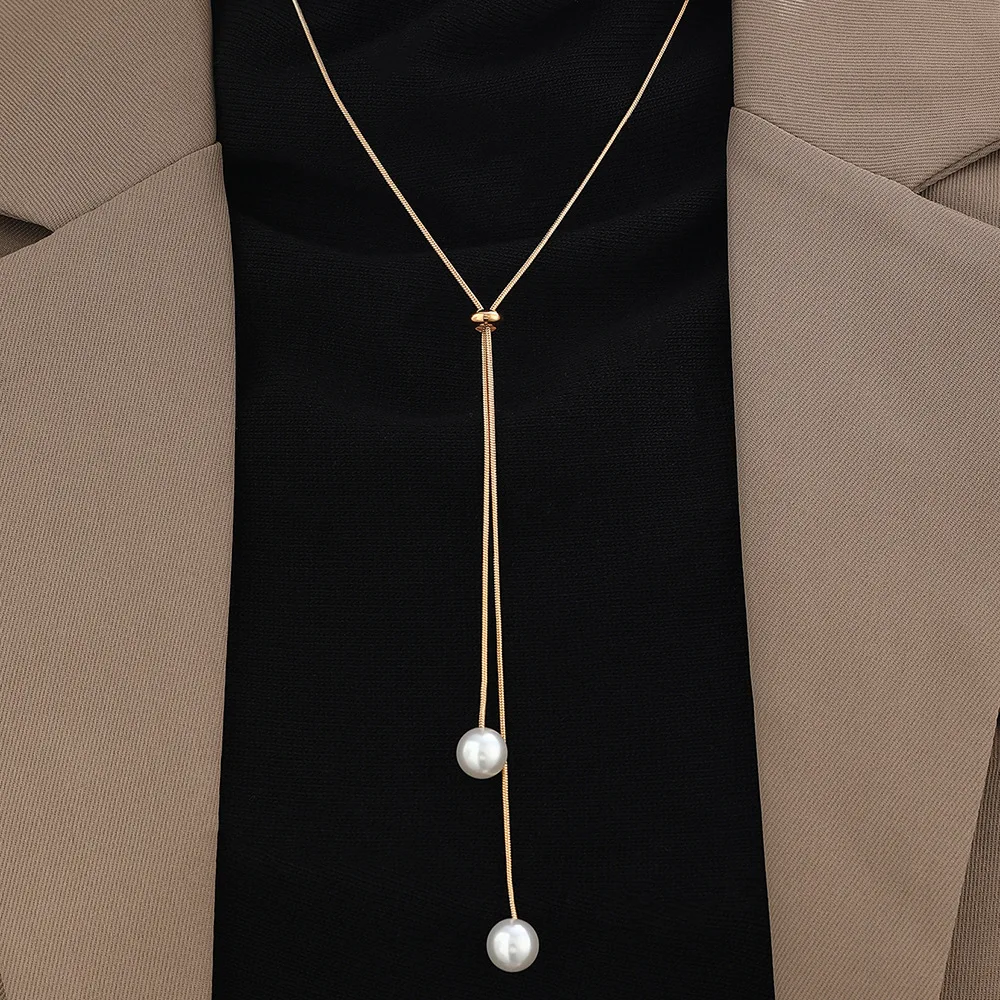 Mode Imitation Perlen Halskette Für Frauen Gold &Amp; Silber Farbe Einstellbare Kette Halsband Mädchen Einfache Partei Schmuck Zubehör Mode Imitation Perlen Halskette Für Frauen Gold &Amp; Silber Farbe Einstellbare Kette Halsband Mädchen Einfache Partei Schmuck Zubehör