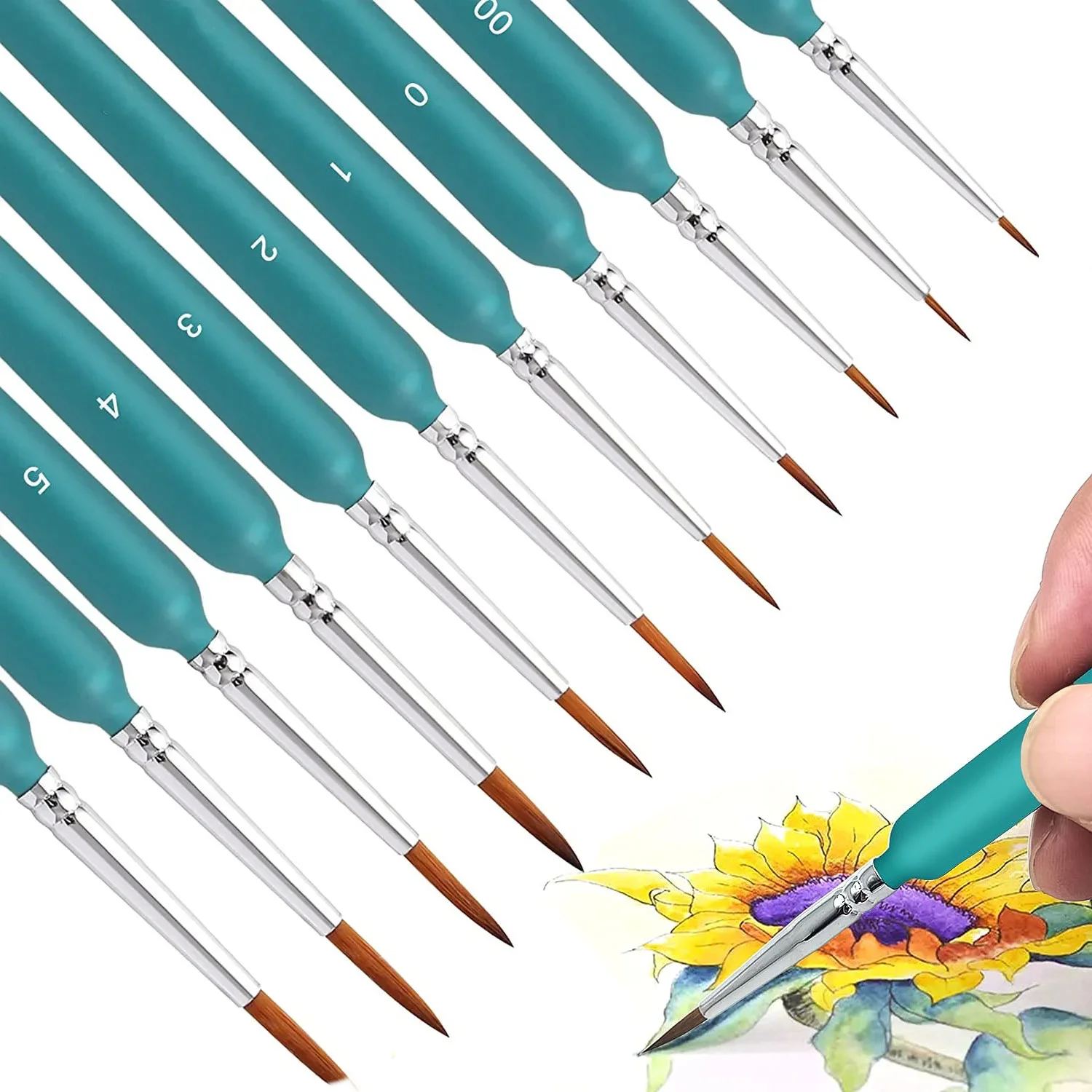 10/11-Teiliges Miniatur-Pinsel-Set Mit Detailspitze Und Ergonomischem Griff – Geeignet Für Acrylmalerei, Öl, Wat 10/11-Teiliges Miniatur-Pinsel-Set Mit Detailspitze Und Ergonomischem Griff – Geeignet Für Acrylmalerei, Öl, Wat - Image 5