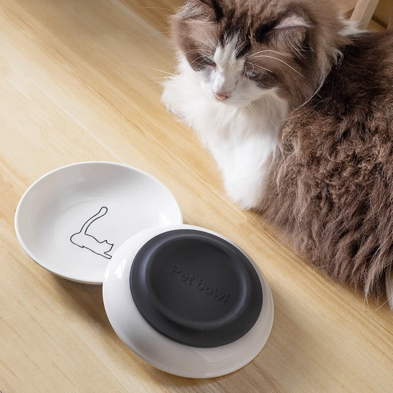 【F】Ceramic Cat Plates With Silicone Anti Slip Pad Pet Cat Snack Bowl Cute Kitten Food Bowl Pet Kitten Water Bowl Pet Supplies 【F】Ceramic Cat Plates With Silicone Anti Slip Pad Pet Cat Snack Bowl Cute Kitten Food Bowl Pet Kitten Water Bowl Pet Supplies