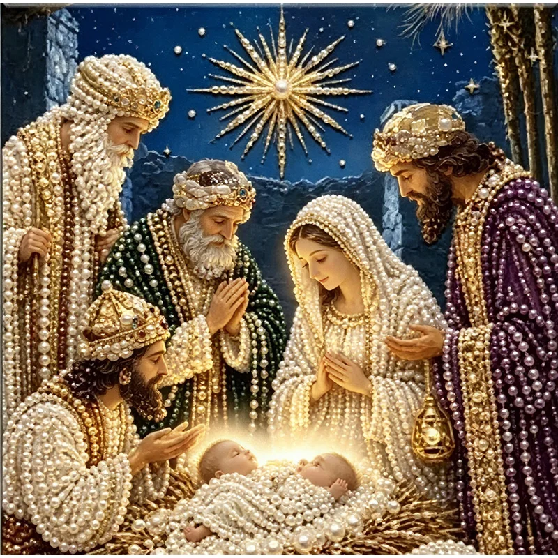 Diamond-Painting-Set Krippe 5D Mit Rahmen – Christliche Weihnachtsdeko Zum Aufhängen Diamond-Painting-Set Krippe 5D Mit Rahmen – Christliche Weihnachtsdeko Zum Aufhängen – Bild 3