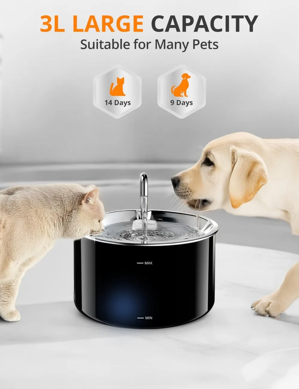 3L Kabelloser Katzenwasserbrunnen Mit Automatischem Sensor, Trinkbrunnen Für Katzen Und Hunde, Haustier-Wasserspender, Zubehör 3L Kabelloser Katzenwasserbrunnen Mit Automatischem Sensor, Trinkbrunnen Für Katzen Und Hunde, Haustier-Wasserspender, Zubehör - Image 13