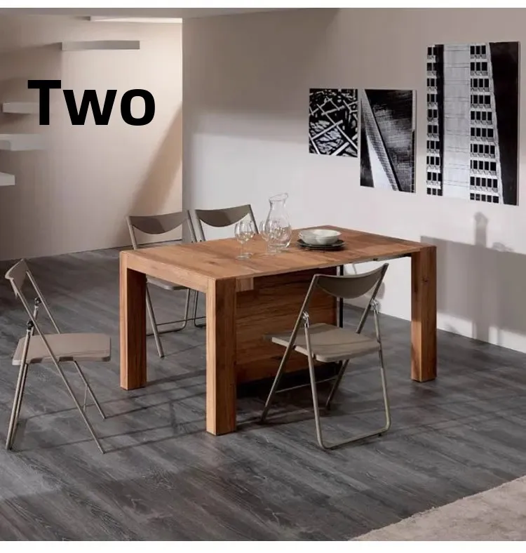 Solid Wood Folding Dining Table, Retractable, Nordic, Rectangular Foldable, Household, Apartment Invisible Dining Customizable Solid Wood Folding Dining Table, Retractable, Nordic, Rectangular Foldable, Household, Apartment Invisible Dining Customizable - Image 26