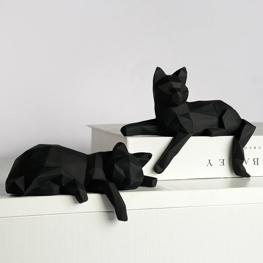 1 Set Of Cat Sculptures With Geometric Facets, Animal Sculptures, Resin Crafts, Living Room Home Design Creative Ornaments, Lazy Cat Statues 1 Set Of Cat Sculptures With Geometric Facets, Animal Sculptures, Resin Crafts, Living Room Home Design Creative Ornaments, Lazy Cat Statues - Image 6