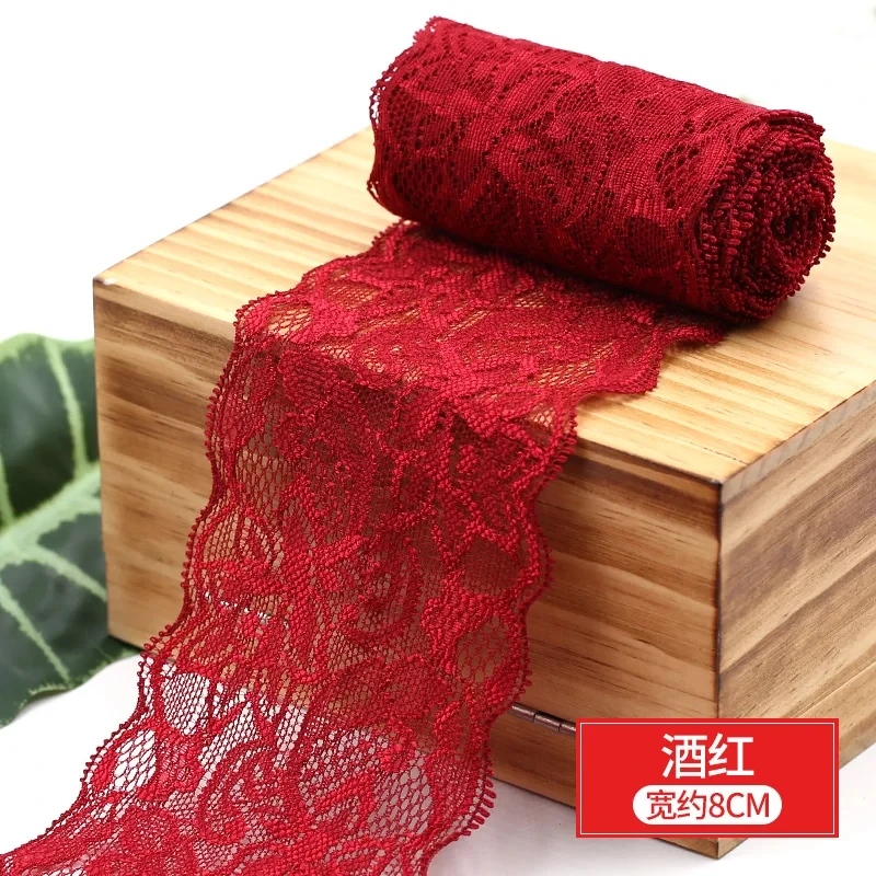 8Cm Spandex-Spitze Elastisches Bastelband Weiß Schwarz Stretch-Spitzenborte Strickmaterial Diy Bekleidungszubehör 8Cm Spandex-Spitze Elastisches Bastelband Weiß Schwarz Stretch-Spitzenborte Strickmaterial Diy Bekleidungszubehör - Image 6