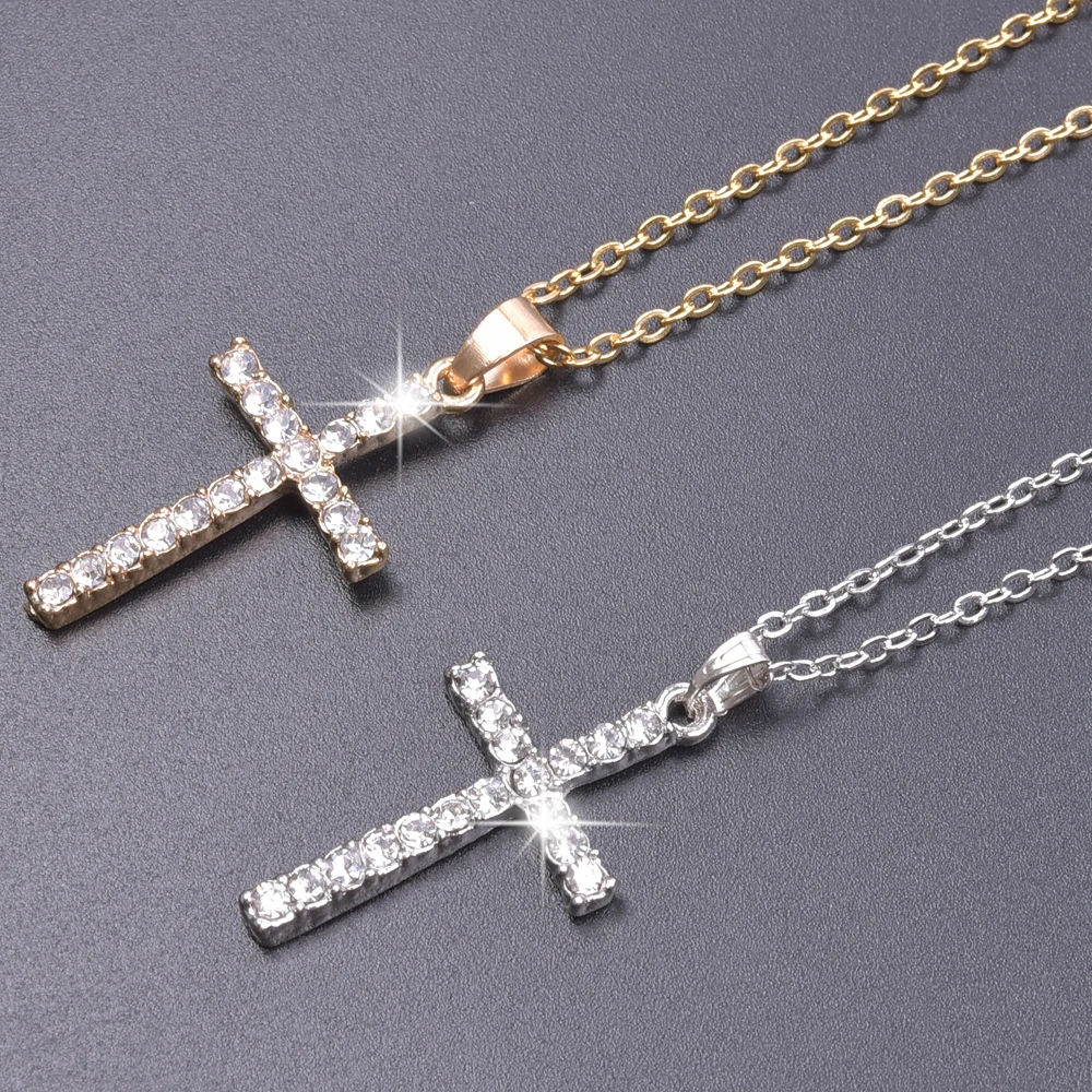 Women Necklace Jewelry Chain Fashion Cross With Rhinestone Pendant Necklace Stainless Steel Choke Ring Women Accessories New Women Necklace Jewelry Chain Fashion Cross With Rhinestone Pendant Necklace Stainless Steel Choke Ring Women Accessories New