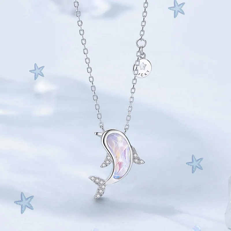 Mode Echt 925 Sterling Silber Schöne Delphin Anhänger Frauen Halskette Zubehör Party Hochzeit Geburtstag Jahrestag Geschenk Mode Echt 925 Sterling Silber Schöne Delphin Anhänger Frauen Halskette Zubehör Party Hochzeit Geburtstag Jahrestag Geschenk