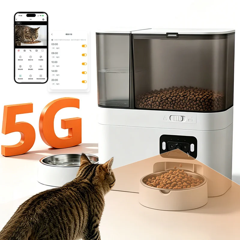 Intelligent Automatic Cat Feeder With Built-In Water Dispenser Integrated Pet Feeding Station Button-Wifi-Video Timed And Quanti Intelligent Automatic Cat Feeder With Built-In Water Dispenser Integrated Pet Feeding Station Button-Wifi-Video Timed And Quanti