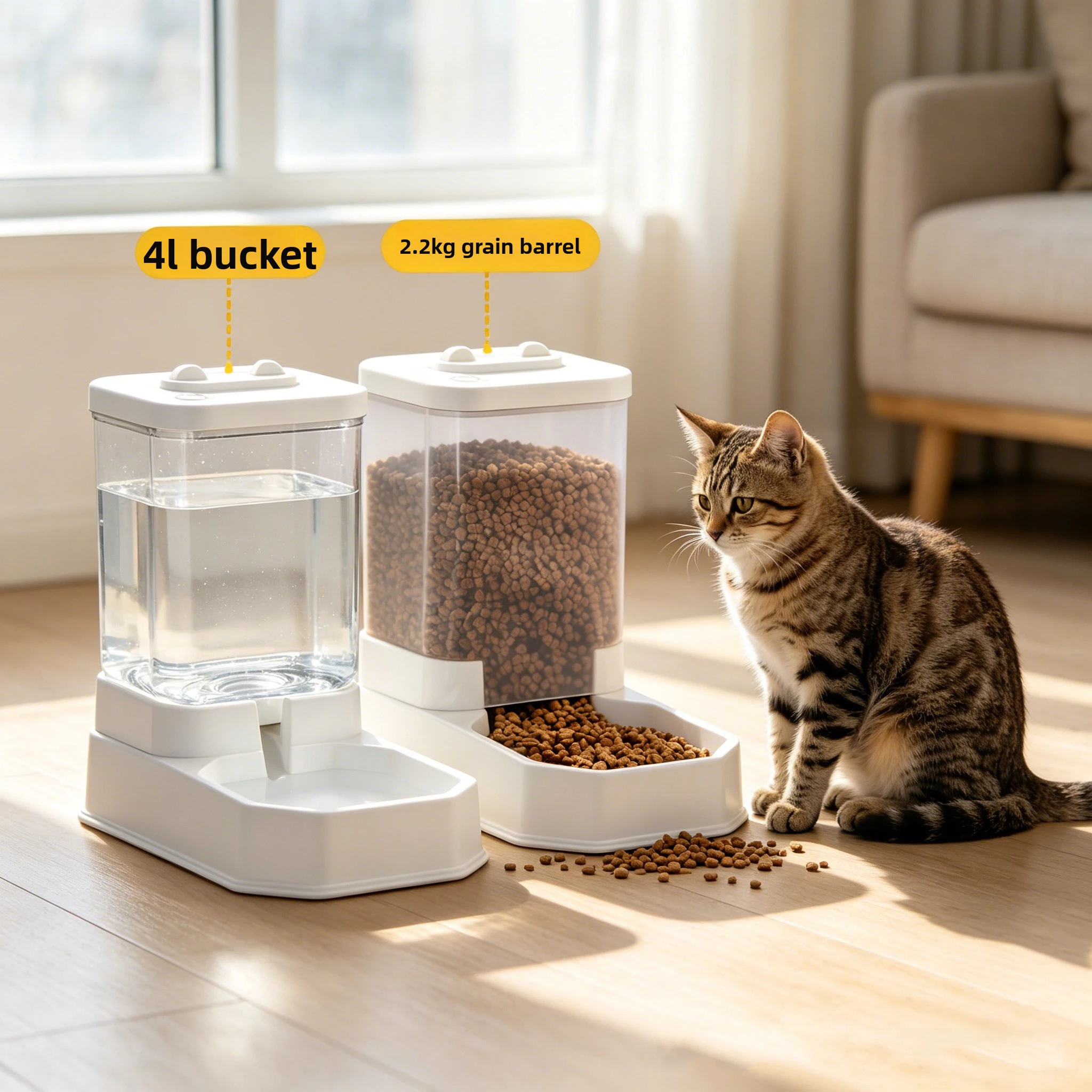 4L Large Capacity Automatic Cat Feeder &Amp; Waterer Set | Gravity Pet Food Dispenser For Cats &Amp; Dogs | Bpa-Free &Amp; Non-Electric Safe 4L Large Capacity Automatic Cat Feeder &Amp; Waterer Set | Gravity Pet Food Dispenser For Cats &Amp; Dogs | Bpa-Free &Amp; Non-Electric Safe
