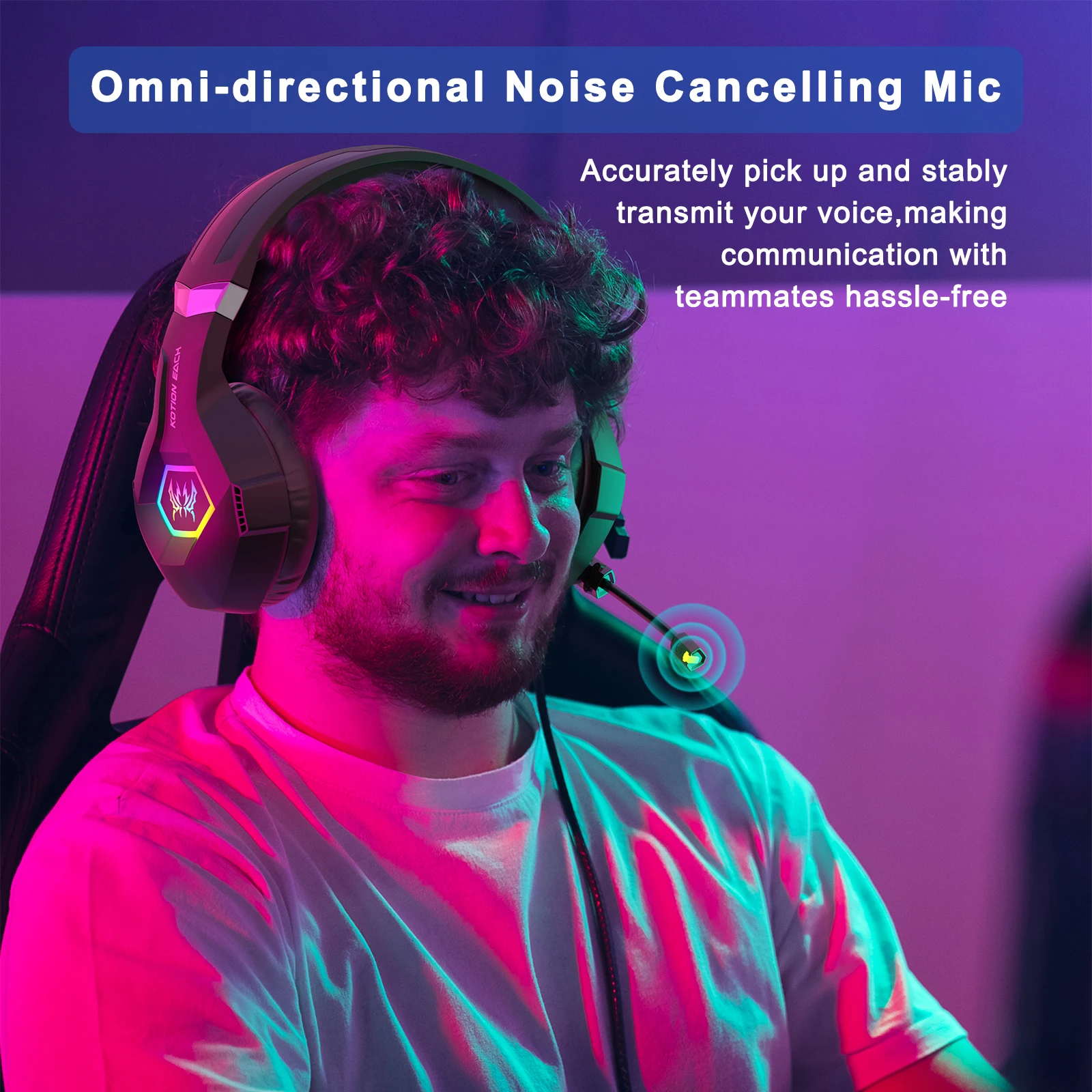 Gaming-Headset Mit Mikrofon Und Rgb-Beleuchtung – Inline-Steuerung, 3,5-Mm-Anschluss Für Pc, Ps4, Ps5, Laptop &Amp; Computer Gaming-Headset Mit Mikrofon Und Rgb-Beleuchtung – Inline-Steuerung, 3,5-Mm-Anschluss Für Pc, Ps4, Ps5, Laptop &Amp; Computer - Image 3