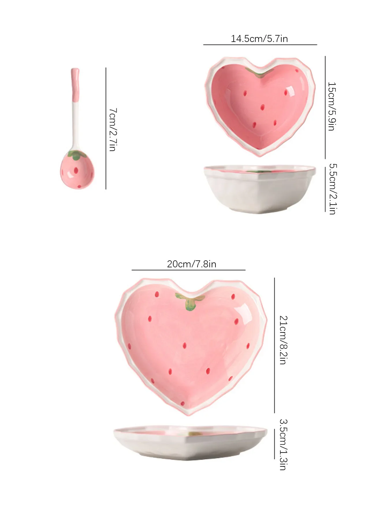 3 Stücke Erdbeere Schüssel Löffel Teller Set Schöne Mädchen Herz Schüssel Salat Schüssel Dessert Haushalts Geschirr 3 Stücke Erdbeere Schüssel Löffel Teller Set Schöne Mädchen Herz Schüssel Salat Schüssel Dessert Haushalts Geschirr - Image 3