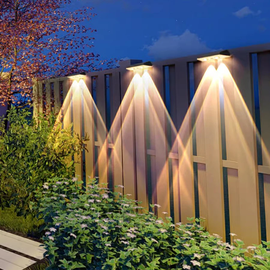 Solar-Zaunleuchten, Weg-Stufenleuchten, Außenwandleuchten, Wasserdichte Dekorlampe Für Garten, Veranda, Rgb Und Warmweiße Led-Solar Solar-Zaunleuchten, Weg-Stufenleuchten, Außenwandleuchten, Wasserdichte Dekorlampe Für Garten, Veranda, Rgb Und Warmweiße Led-Solar - Image 2