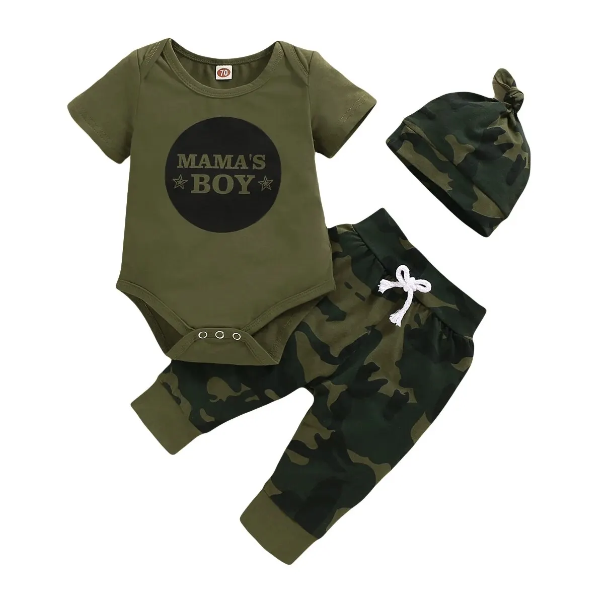 Newborn Baby Boy Summer Clothes Set Letters Short Sleeve Romper +Camouflage Pants+Hat 3Pcs Outfits For Toddler Boy 0-18 Months Newborn Baby Boy Summer Clothes Set Letters Short Sleeve Romper +Camouflage Pants+Hat 3Pcs Outfits For Toddler Boy 0-18 Months - Image 7