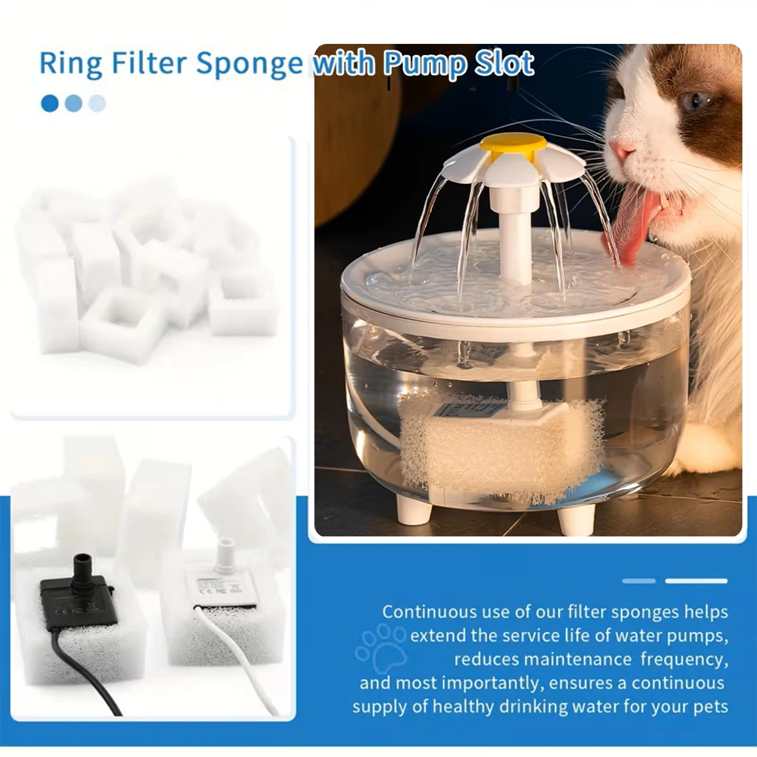 Cat Water Fountain Foam Filter – Compatible With Square Dispensers, Pre-Filtered For Fresh And Clean Drinking Water Cat Water Fountain Foam Filter – Compatible With Square Dispensers, Pre-Filtered For Fresh And Clean Drinking Water - Image 5