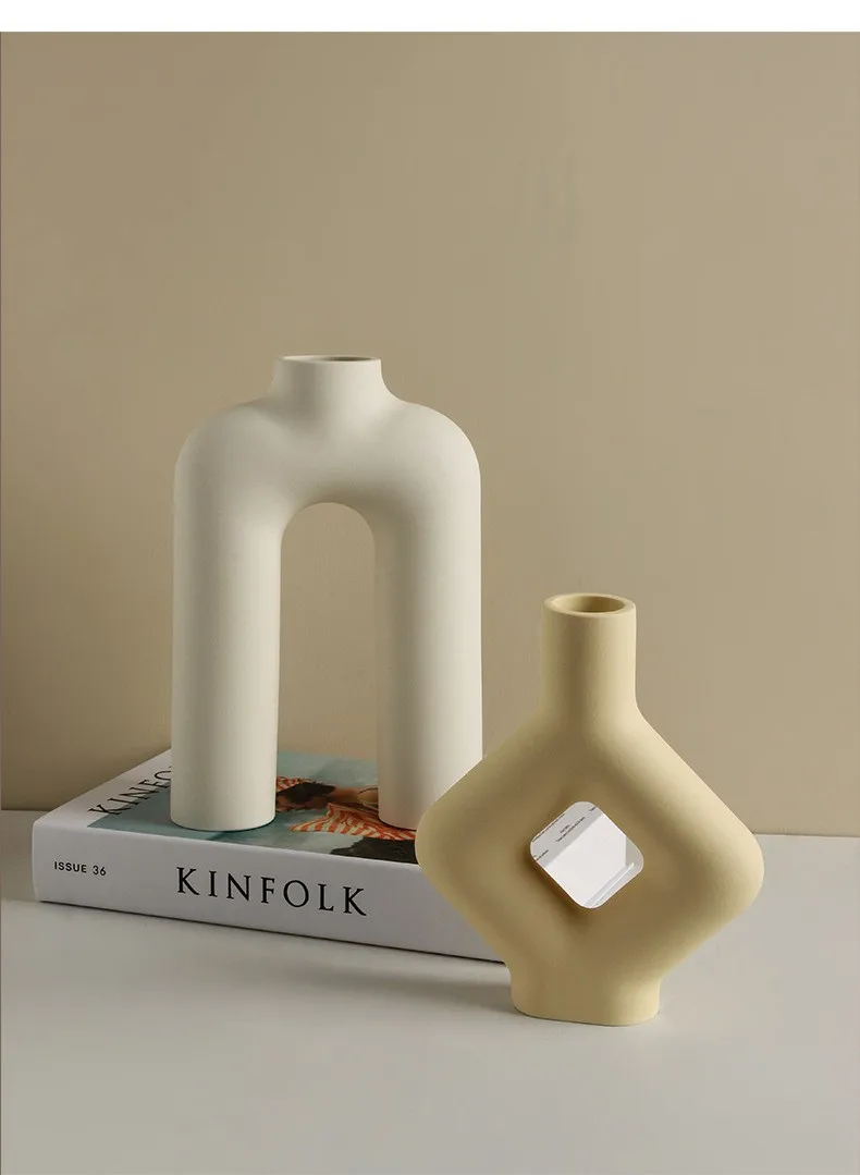 Ins Keramik-Kunstvase, Modernes, Einfaches Blumenarrangement Für Zuhause, Wohnzimmer, Advanced Sense Dekorationsgerät, Neu Ins Keramik-Kunstvase, Modernes, Einfaches Blumenarrangement Für Zuhause, Wohnzimmer, Advanced Sense Dekorationsgerät, Neu - Image 2
