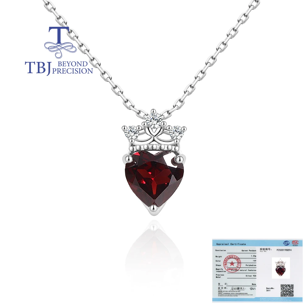 2026, Kronen-Design, 925Er Sterlingsilber, Damenhalskette, Natürlicher Herzanhänger Mit 8,00 Mm Granat, Eleganter Schmuck Für Verlobungsgeschenke 2026, Kronen-Design, 925Er Sterlingsilber, Damenhalskette, Natürlicher Herzanhänger Mit 8,00 Mm Granat, Eleganter Schmuck Für Verlobungsgeschenke - Image 7