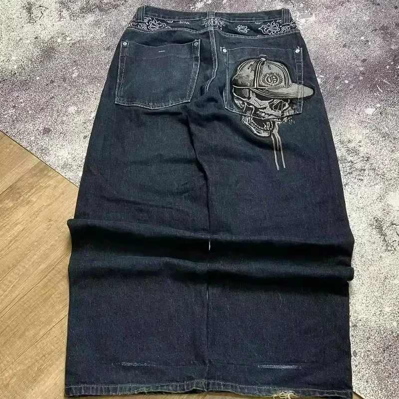 American New Fashion Oversize Pattern Embroidered Baggy Jeans Men Y2K Gothic Harajuku Hip Hop Straight High Waist Wide Leg Pants American New Fashion Oversize Pattern Embroidered Baggy Jeans Men Y2K Gothic Harajuku Hip Hop Straight High Waist Wide Leg Pants - Image 12