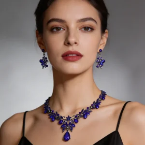 Modische Halskette für Damen, Choker-Halskette und Ohrringe Schmuckset, Geschenkset für Abschlussball, Geburtstag, Braut, Hochzeit