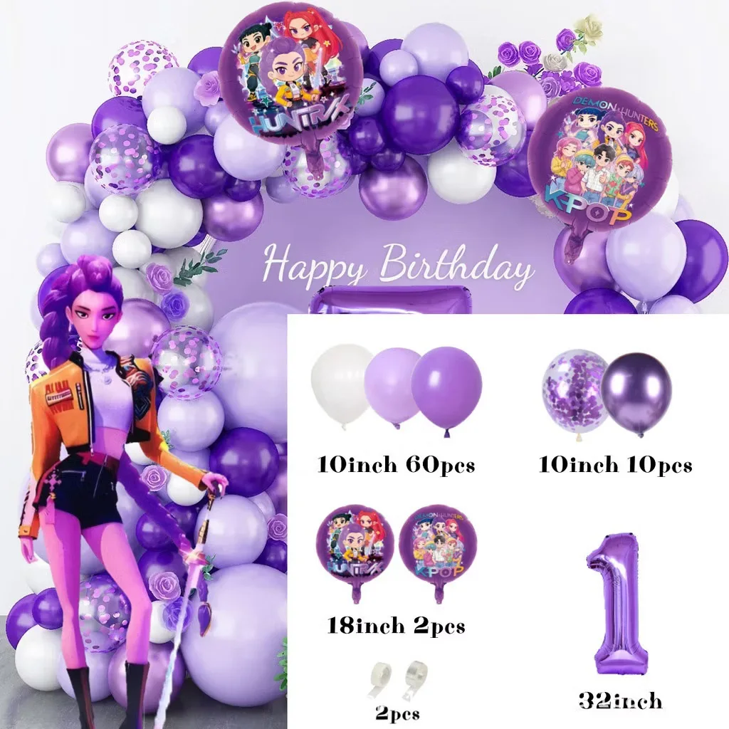 K-Pop Geburtstagsparty-Dekorationen, Lila-Rosa Ballongirlanden-Set Mit Folienballons &Amp; Happy Birthday Hintergrund Für Partys K-Pop Geburtstagsparty-Dekorationen, Lila-Rosa Ballongirlanden-Set Mit Folienballons &Amp; Happy Birthday Hintergrund Für Partys - Image 9