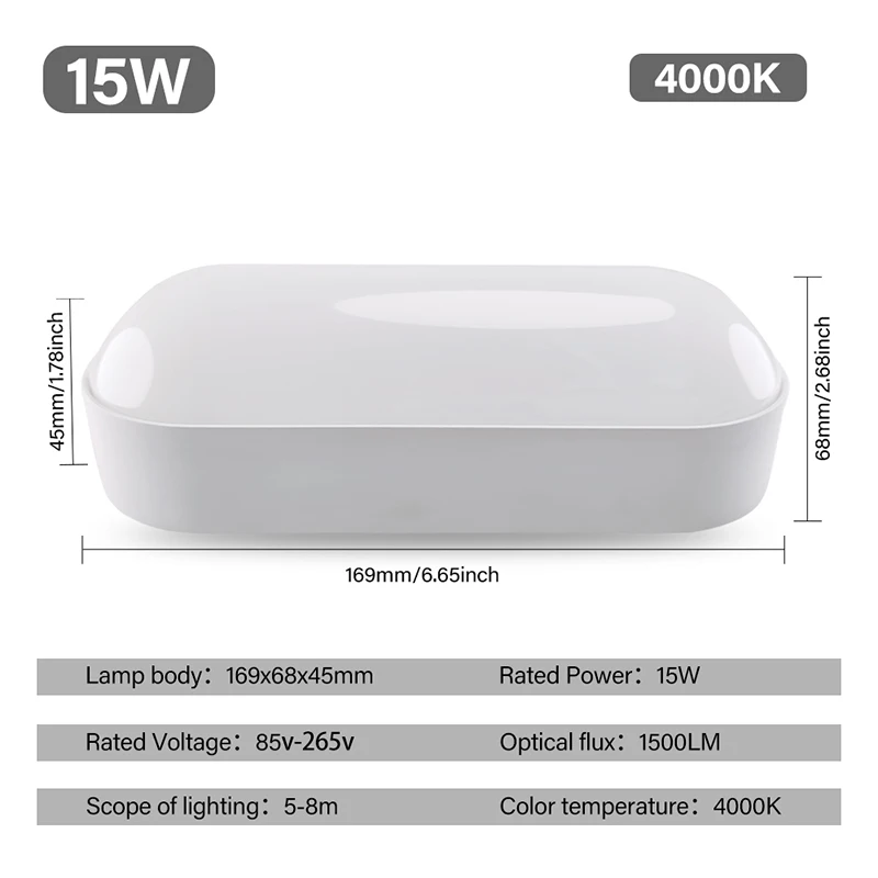 Wandleuchte 15W Ac85-265V 3000K 4000K 6000K Led-Lampen Innen- Und Außenwandleuchte Für Wohnzimmer, Veranda, Schlafzimmer Wandleuchte 15W Ac85-265V 3000K 4000K 6000K Led-Lampen Innen- Und Außenwandleuchte Für Wohnzimmer, Veranda, Schlafzimmer - Image 7