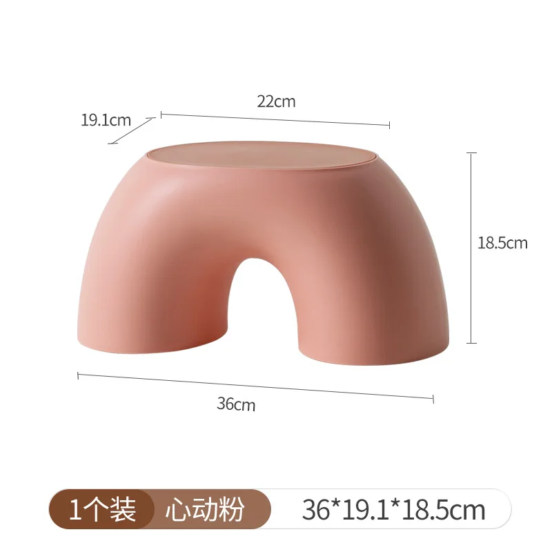 Nordic Rainbow Arch Stool For Kids &Amp; Adults, Cream White Minimalist Plastic Low Stool, Anti-Slip Step Stool For Bathroom, Shoe C Nordic Rainbow Arch Stool For Kids &Amp; Adults, Cream White Minimalist Plastic Low Stool, Anti-Slip Step Stool For Bathroom, Shoe C - Image 9