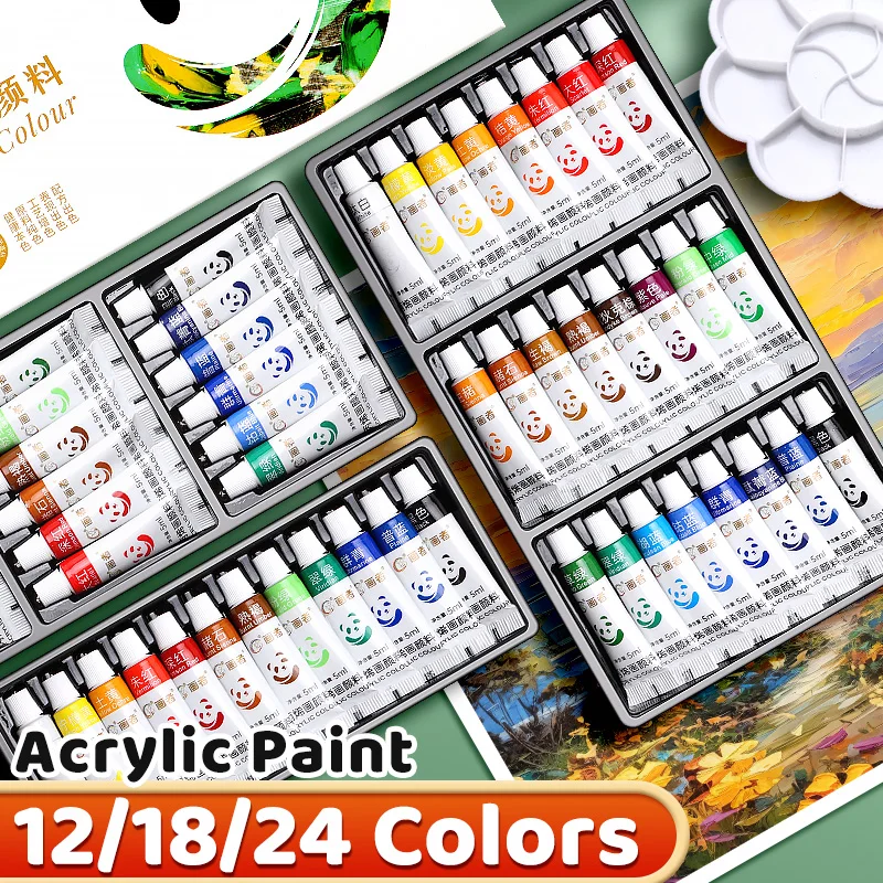 Acrylfarben Set Mit 12, 18 Oder 24 Farben – Wasserfeste Künstlerfarben Mit Hoher Pigmentierung Für Leinwand, Steine, Diy Und Malerei Acrylfarben Set Mit 12, 18 Oder 24 Farben – Wasserfeste Künstlerfarben Mit Hoher Pigmentierung Für Leinwand, Steine, Diy Und Malerei