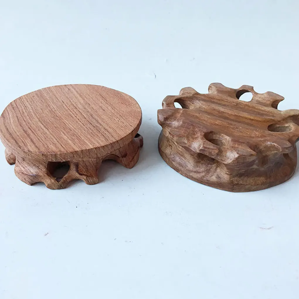 Round Wooden Stool Base Smooth Vintage Exquisite Figurines Stand Clear Texture Sturdy Pedestal Craft Home Stores Round Wooden Stool Base Smooth Vintage Exquisite Figurines Stand Clear Texture Sturdy Pedestal Craft Home Stores - Image 3
