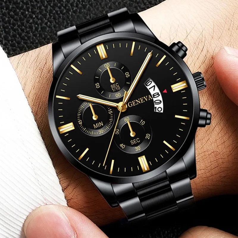 Luxuriöse Edelstahl-Herrenuhr Mit Kalender, Quarzwerk, Modische Business-Uhr Für Männer, Armbanduhr, Reloj Hombre Luxuriöse Edelstahl-Herrenuhr Mit Kalender, Quarzwerk, Modische Business-Uhr Für Männer, Armbanduhr, Reloj Hombre - Image 2