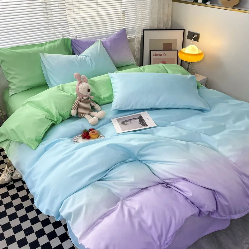 Koreanischen Stil Bettwäsche Set Vier-Stück Gradient Farbe Bettwäsche Blatt Kissenbezug Bettbezug-Set Twin Voll Königin König Super König Größe Koreanischen Stil Bettwäsche Set Vier-Stück Gradient Farbe Bettwäsche Blatt Kissenbezug Bettbezug-Set Twin Voll Königin König Super König Größe - Image 9