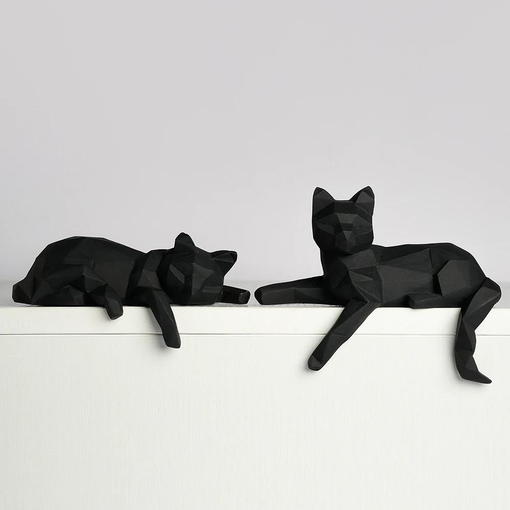 1 Set Of Cat Sculptures With Geometric Facets, Animal Sculptures, Resin Crafts, Living Room Home Design Creative Ornaments, Lazy Cat Statues 1 Set Of Cat Sculptures With Geometric Facets, Animal Sculptures, Resin Crafts, Living Room Home Design Creative Ornaments, Lazy Cat Statues - Image 4