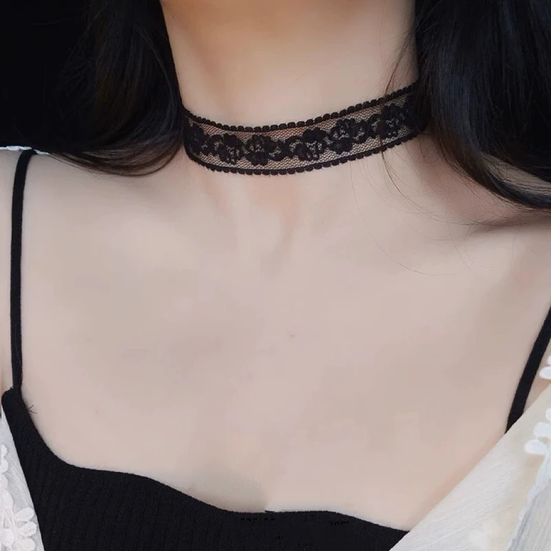 2026 New Black Sexy Lace Flower Necklace For Women Harajuku Gothic Short Choker Collar Necklace Party Female Neck Accessories 2026 New Black Sexy Lace Flower Necklace For Women Harajuku Gothic Short Choker Collar Necklace Party Female Neck Accessories - Image 2
