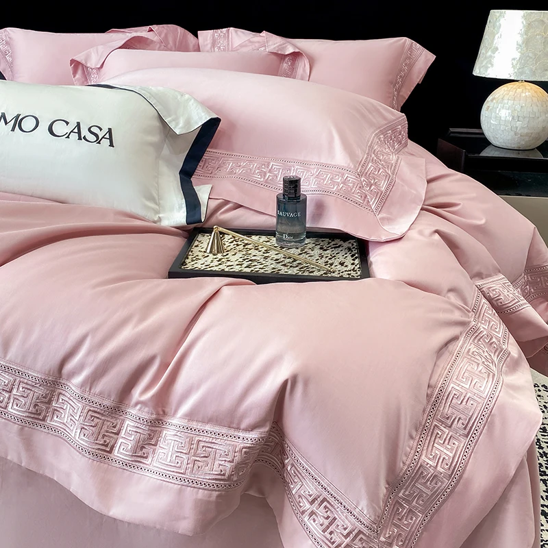 600Tc Egyptian Cotton White Luxury Embroidery Hotel Style Bedding Set Duvet Cover Set Flat/Fitted Bed Sheet Pillowcases 4Pcs 600Tc Egyptian Cotton White Luxury Embroidery Hotel Style Bedding Set Duvet Cover Set Flat/Fitted Bed Sheet Pillowcases 4Pcs - Image 10