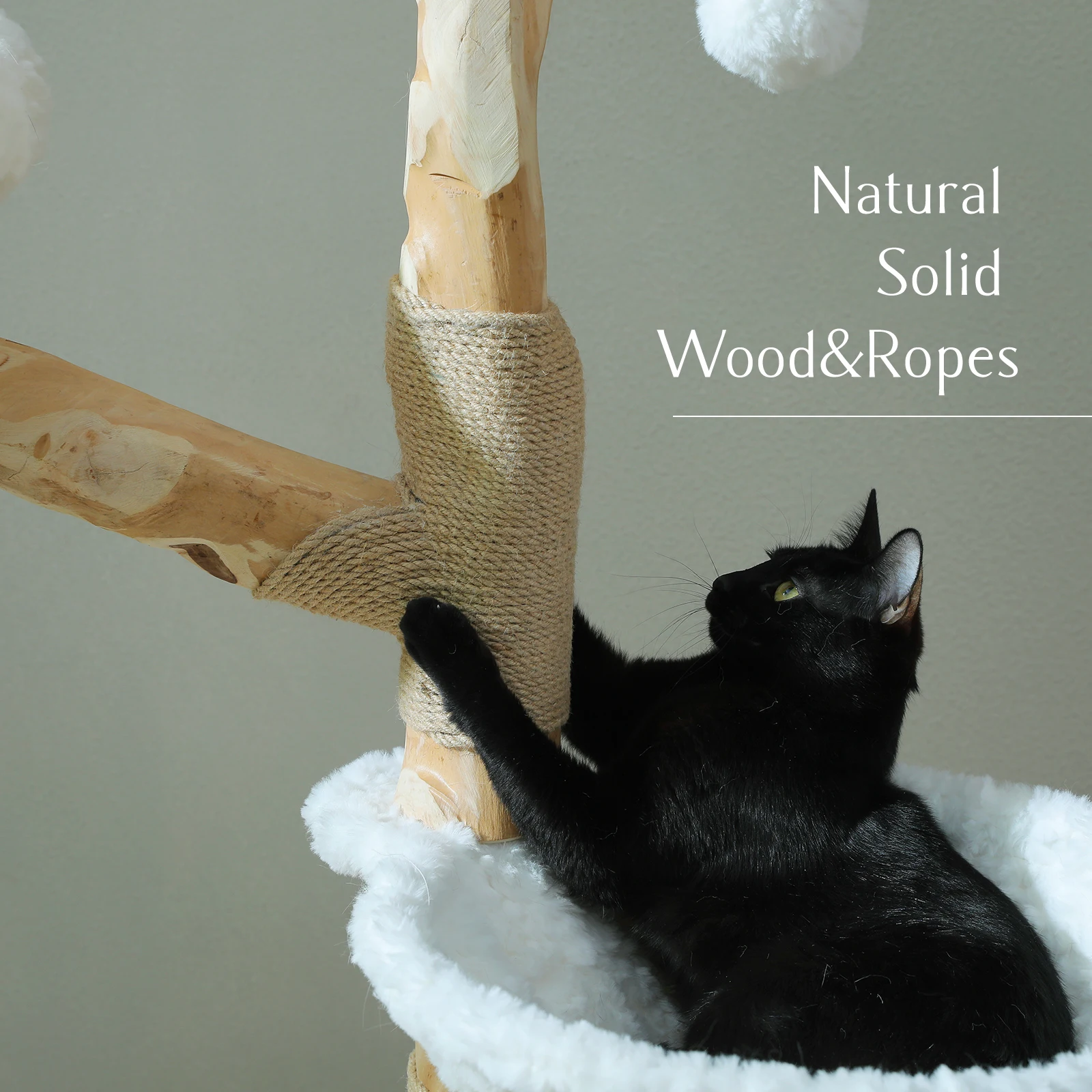 Large Cat Tree Tower With Sisal Scratching Post Wicker Basket Bed Flower Cat Condo Indoor Modern Cat Furniture Cat Accessories Large Cat Tree Tower With Sisal Scratching Post Wicker Basket Bed Flower Cat Condo Indoor Modern Cat Furniture Cat Accessories - Image 5