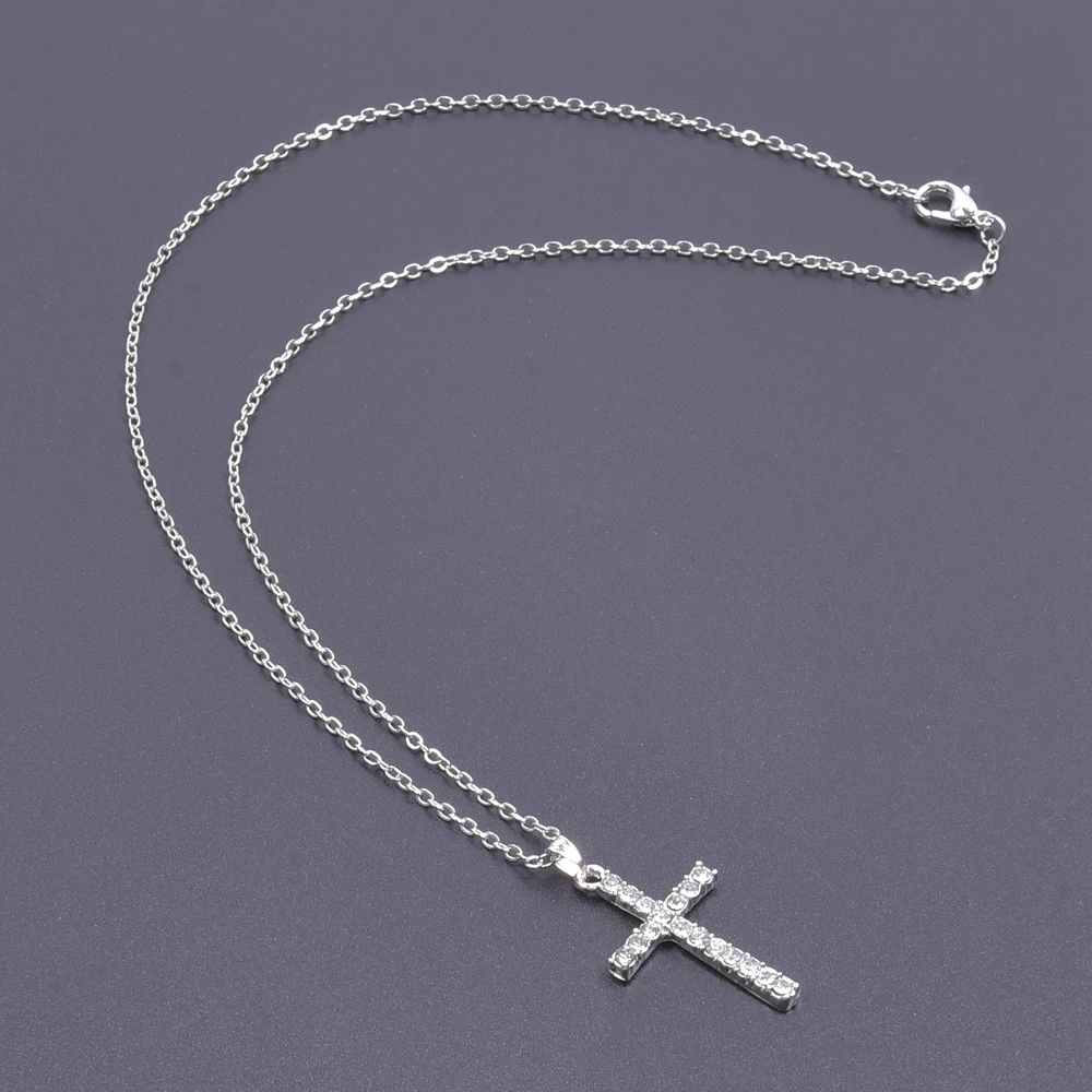Women Necklace Jewelry Chain Fashion Cross With Rhinestone Pendant Necklace Stainless Steel Choke Ring Women Accessories New Women Necklace Jewelry Chain Fashion Cross With Rhinestone Pendant Necklace Stainless Steel Choke Ring Women Accessories New - Image 2
