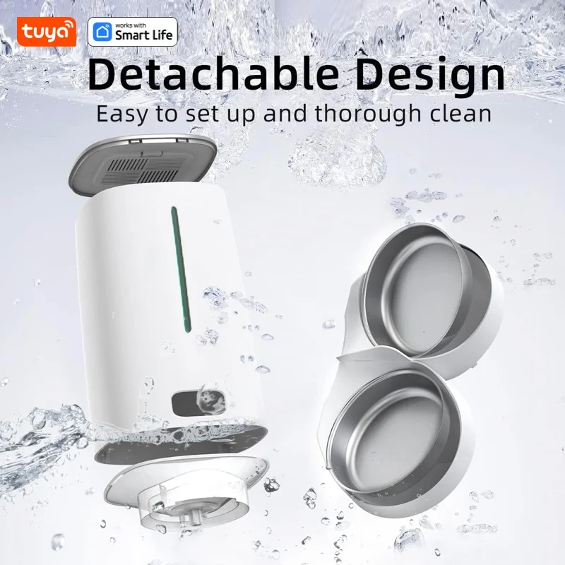 Wifi Automatic Cat Feeders For 2 Cats, 4L Cat Food Dispenser With App Control, Double Stainless Steel Bowls, Low Food Alarms Wifi Automatic Cat Feeders For 2 Cats, 4L Cat Food Dispenser With App Control, Double Stainless Steel Bowls, Low Food Alarms - Image 7