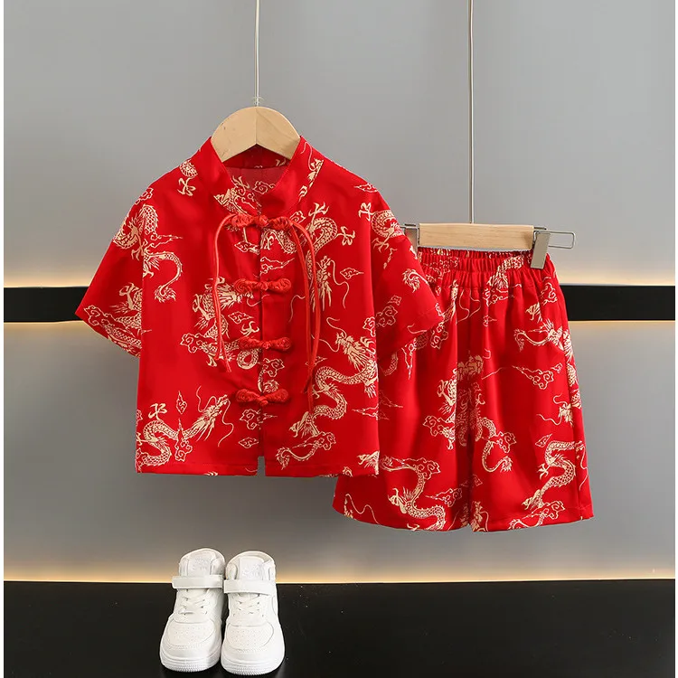 Fashion Baby Tang Costume Tops Pants Two-Piece Set Boy Outfit Casual Children'S Sets Summer Tweens Boys Hanfu Suit Kids Clothing Fashion Baby Tang Costume Tops Pants Two-Piece Set Boy Outfit Casual Children'S Sets Summer Tweens Boys Hanfu Suit Kids Clothing - Image 6