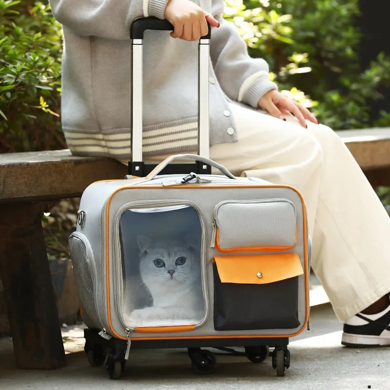 Cat Carrier Bag Pet Trolley Case Small Dog Luggage Bags Portable Cat Backpack Pushable Shoulder/Portable/Diagonal Bag Detachable Cat Carrier Bag Pet Trolley Case Small Dog Luggage Bags Portable Cat Backpack Pushable Shoulder/Portable/Diagonal Bag Detachable - Image 7