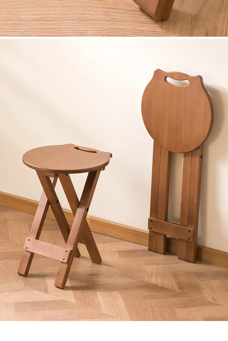 Retro Style Bamboo Folding Stool, Household Foldable Round Stool, Foldable High Stool, Bar Stool, Restaurant Dining Stool Retro Style Bamboo Folding Stool, Household Foldable Round Stool, Foldable High Stool, Bar Stool, Restaurant Dining Stool - Image 27