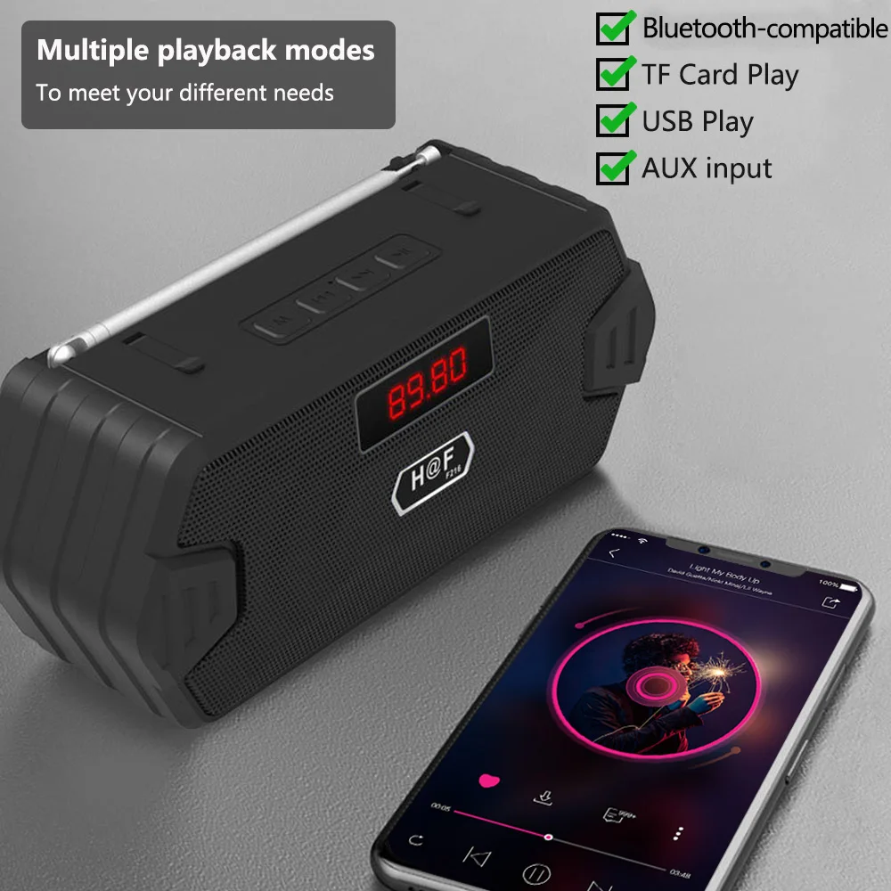 Tragbarer Bluetooth-Lautsprecher Mit Fm-Radio, Usb, Aux, Tf &Amp; Mp3 – Kabellose Soundbox Für Telefon, Pc, Outdoor &Amp; Freizeit Tragbarer Bluetooth-Lautsprecher Mit Fm-Radio, Usb, Aux, Tf &Amp; Mp3 – Kabellose Soundbox Für Telefon, Pc, Outdoor &Amp; Freizeit - Image 4