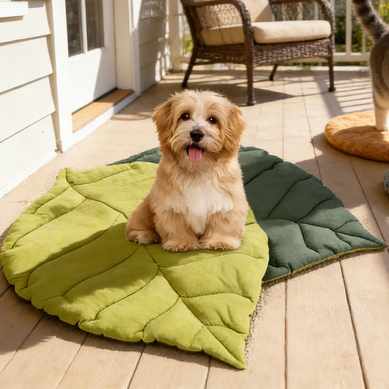1/2Pcs Leaf Shaped Cat Bed And Pet Mat Soft Washable Reversible Non-Slip Cushion For Cats And Dogs Indoor Travel Camping Pet Bed 1/2Pcs Leaf Shaped Cat Bed And Pet Mat Soft Washable Reversible Non-Slip Cushion For Cats And Dogs Indoor Travel Camping Pet Bed