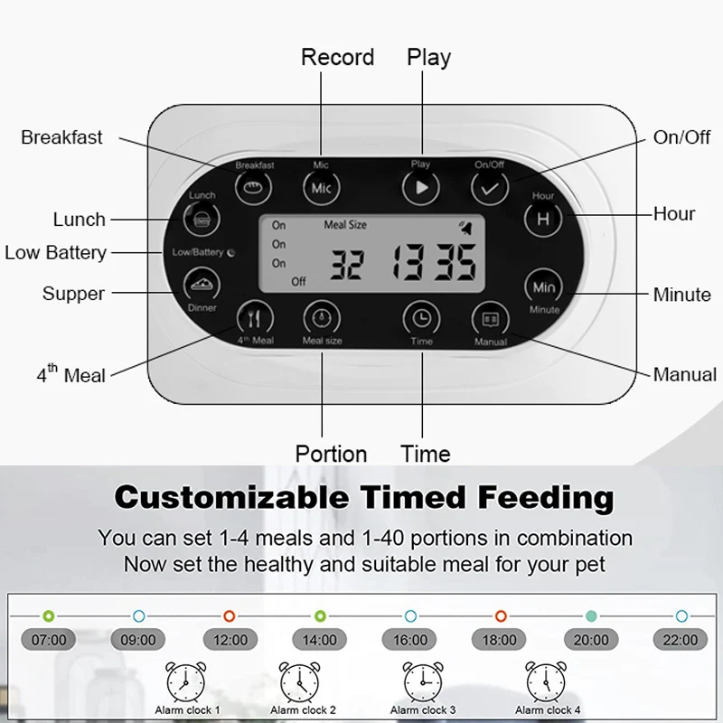 Cat Timing Feeder Smart App Cat Feeder Stainless Steel Double Meal Pet Food Remote Feeding Automatic Dispenser Suitable Cats Dog Cat Timing Feeder Smart App Cat Feeder Stainless Steel Double Meal Pet Food Remote Feeding Automatic Dispenser Suitable Cats Dog - Image 3