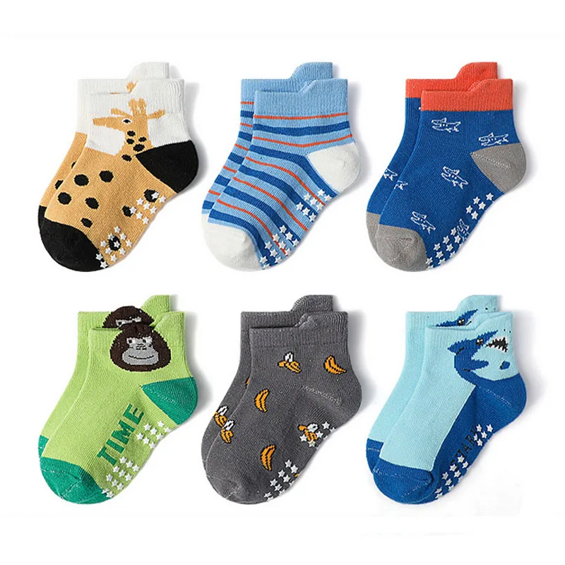 6 Pairs Kids Socks Cartoon Animal Pattern Cotton Non-Slip Floor Socks For Boys Toddler All-Season 6 Pairs Kids Socks Cartoon Animal Pattern Cotton Non-Slip Floor Socks For Boys Toddler All-Season - Image 2