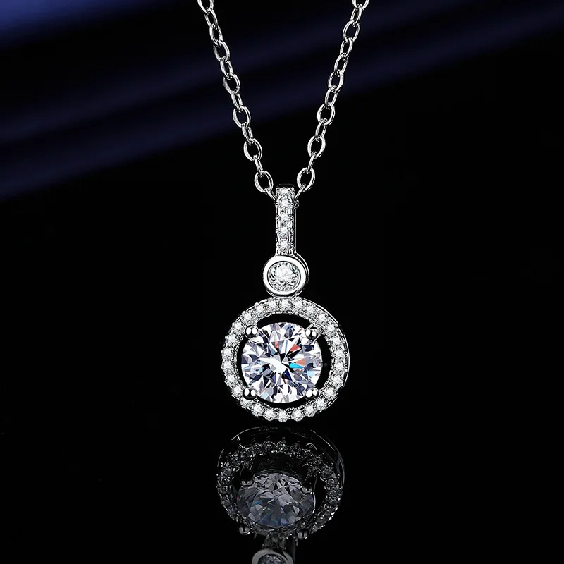 Halskette Für Damen Aus Sterlingsilber S925 Mit Weißvergoldetem Labor-Diamantschmuck, Hochzeitsanhänger, Zircom Halskette Für Damen Aus Sterlingsilber S925 Mit Weißvergoldetem Labor-Diamantschmuck, Hochzeitsanhänger, Zircom - Image 5
