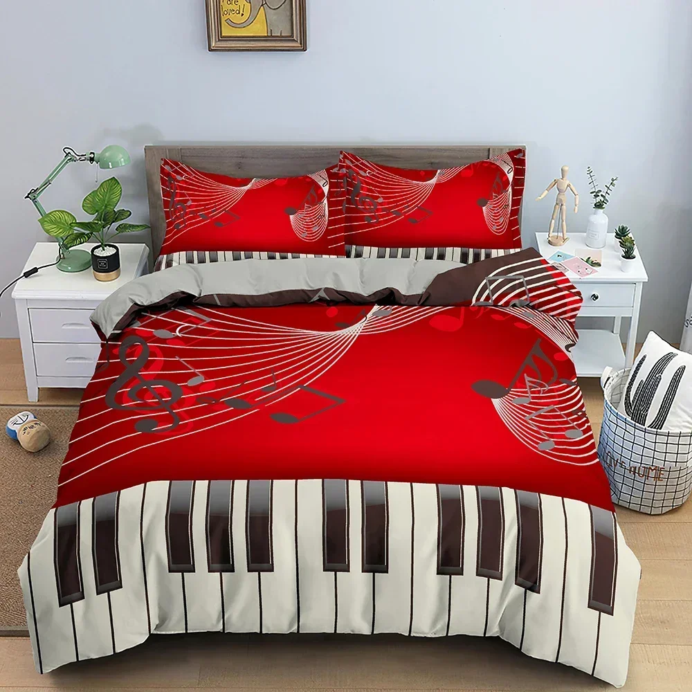 Musik Bettwäsche Set Klavier Tastatur Musik Note Bettbezug Queen Size Bettwäsche Tröster Mikrofaser Gitarre Polyester Bettwäsche Sets Musik Bettwäsche Set Klavier Tastatur Musik Note Bettbezug Queen Size Bettwäsche Tröster Mikrofaser Gitarre Polyester Bettwäsche Sets - Image 4