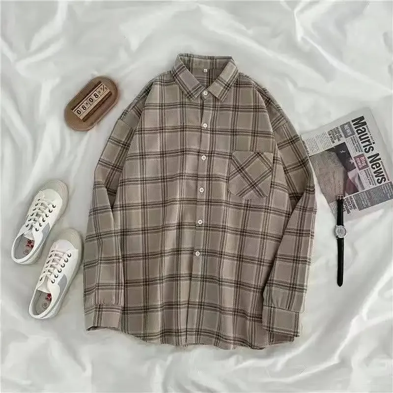Vintage Plaid Shirts Frauen Herbst Langarm Oversize Button Up Hemd Koreanische Mode Casual Herbst Outwear Tops Blusas Mujer Vintage Plaid Shirts Frauen Herbst Langarm Oversize Button Up Hemd Koreanische Mode Casual Herbst Outwear Tops Blusas Mujer - Image 6