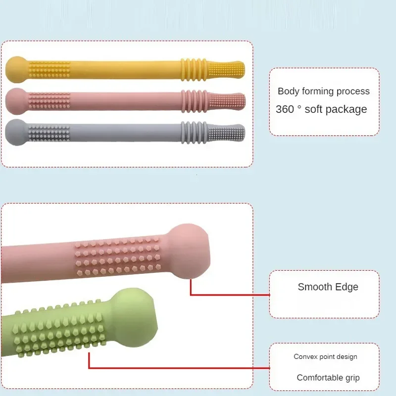 Baby Chewable Safe Toy Silicone Molar Straw Baby Teether Baby Teething Toys Molar Silicone Handle Baby Safety Toy Baby Chewable Safe Toy Silicone Molar Straw Baby Teether Baby Teething Toys Molar Silicone Handle Baby Safety Toy - Image 3
