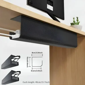 Neuer 1 Stück 40cm/15,75 Zoll PVC Untertisch-Kabelorganizer, Bohrfreier Büro-Kabelhalter, Einfache Installation, Wandmontage