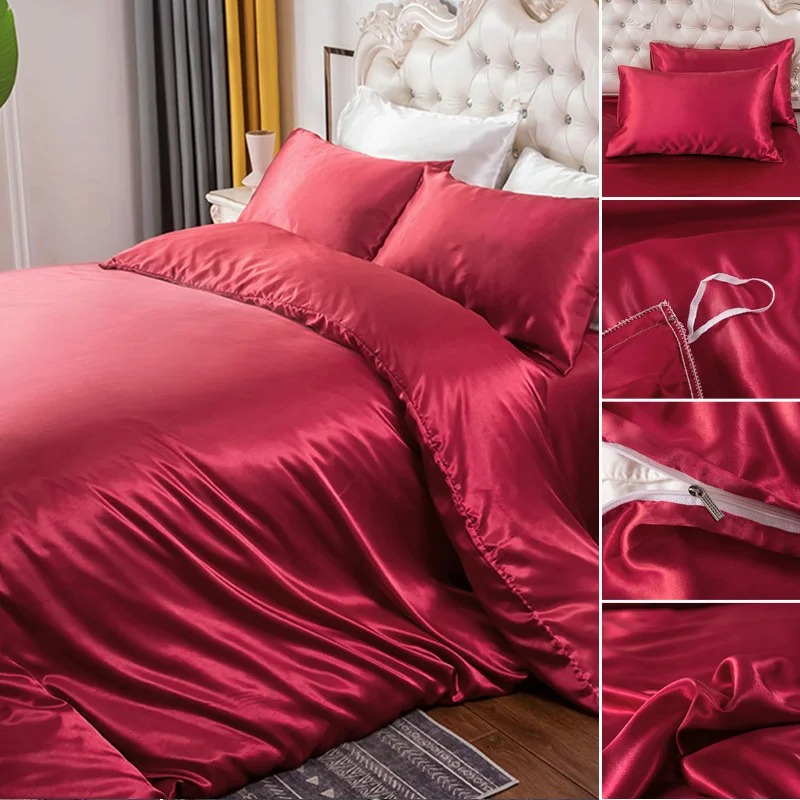 Bedding Duvet Cover Set Soft Silky Textured Comforter Cover With Corner Ties And Zipper Closure, Envelop Pillowcase Bedding Duvet Cover Set Soft Silky Textured Comforter Cover With Corner Ties And Zipper Closure, Envelop Pillowcase - Image 4