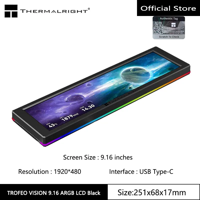 Thermalright Trofeo Vision Lcd-Display 9,16 Zoll – Ips-Vollfarbbildschirm Mit 1920 × 480 Auflösung, Magnetbefestigung &Amp; Usb-C Thermalright Trofeo Vision Lcd-Display 9,16 Zoll – Ips-Vollfarbbildschirm Mit 1920 × 480 Auflösung, Magnetbefestigung &Amp; Usb-C - Image 7