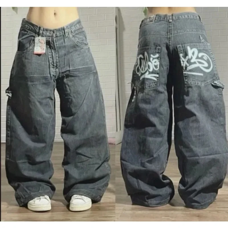 American New Fashion Oversize Pattern Embroidered Baggy Jeans Men Y2K Gothic Harajuku Hip Hop Straight High Waist Wide Leg Pants American New Fashion Oversize Pattern Embroidered Baggy Jeans Men Y2K Gothic Harajuku Hip Hop Straight High Waist Wide Leg Pants - Image 9